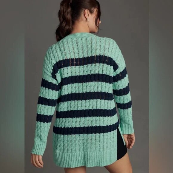 Anthropologie Pilcro Blue Longline Stitch Sweater/NWT/M - Picture 6 of 14